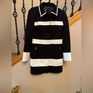 INC jacket/coat so. Med. 100% Cot.non leather LIKE NEW!!Pure white/Jet B…